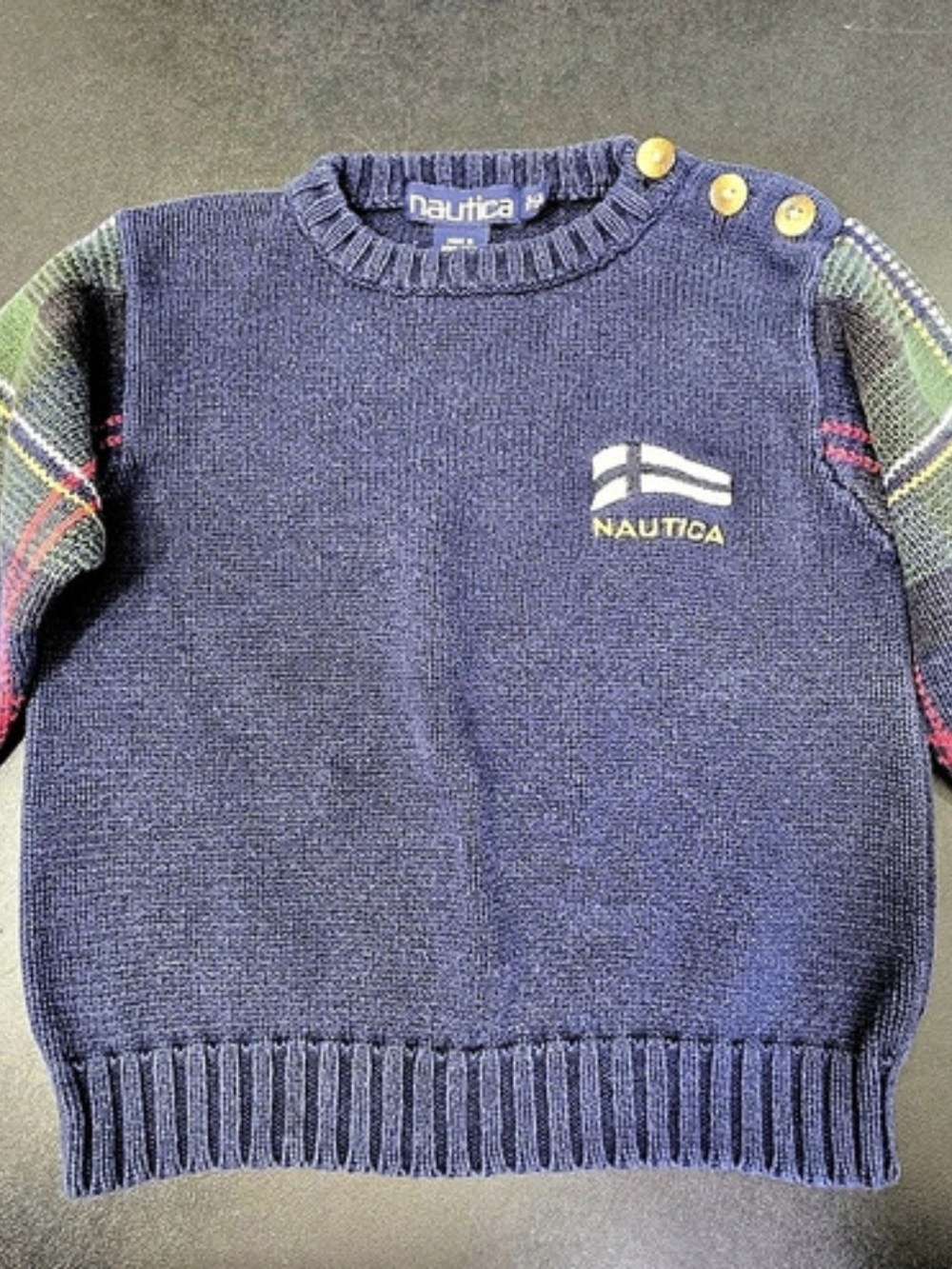 Nautica Kids Plaid Cotton Sweater Size 9-12 Months Y2K